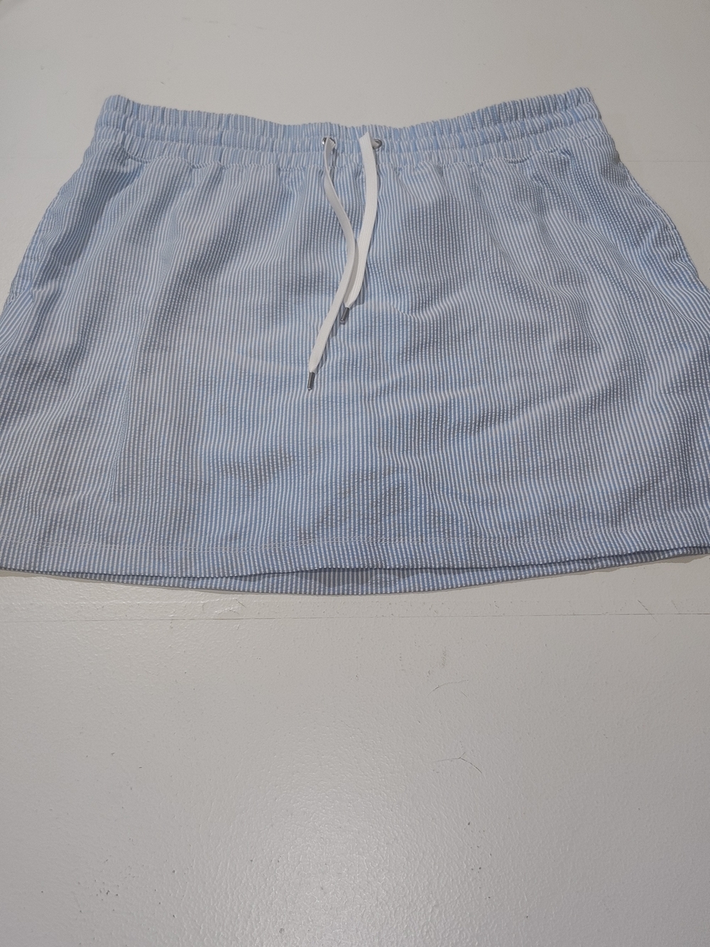 Izod Golf Blue & White Pinstripe Drawstring Mini Skirt